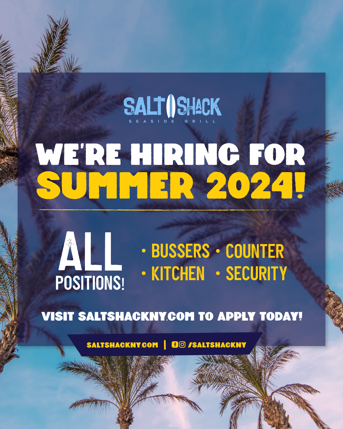 Hiring for Summer 2024! All Positions available! Apply through our website today!